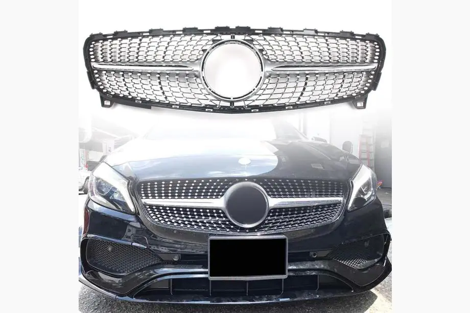 Mercedes A-class W176 2012-2018 Front Grille Diamond Silver (2015-2018) Image