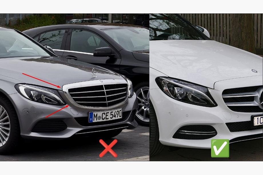 Mercedes C-class W205 2014-2021 Front Grille Diamond Silver (for Avantgarde/AMG-Line/C43 AMG) 2014-2018, without camera Photo 6