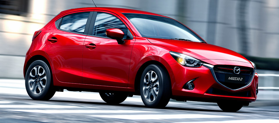 Overview of the compact hatchback Mazda 2