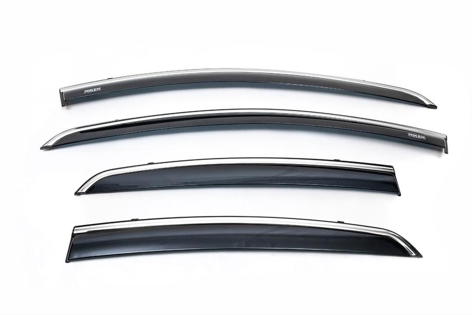 Fiat Linea 2006-2018 Window deflectors with chrome trim (4 pcs, Niken) Photo 2
