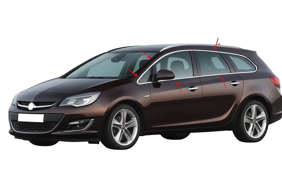 Opel Astra J 2009-2015 Full Window Trim Stainless Steel (Sport Tourer, 12 pcs) Image