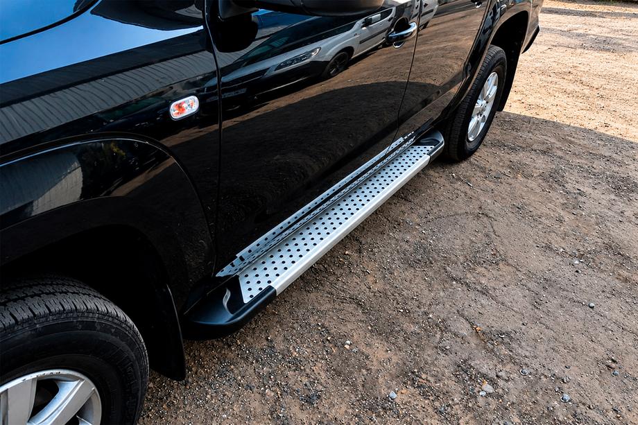 Volkswagen Amarok 2010-2022 Side Steps Allmond Grey (2 pcs, Aluminum) Image
