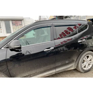 Window deflectors with chrome trim LONG (4 pcs, HIC) photo 2