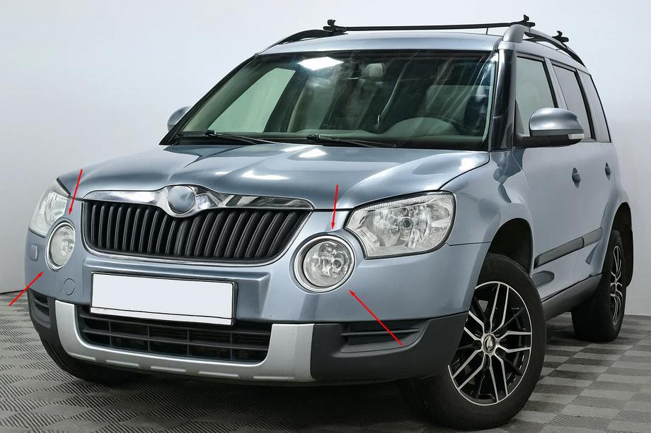 Skoda Yeti 2009-2017 Chrome Fog Light Covers (2009-2013, 2 pcs, Stainless Steel) Image