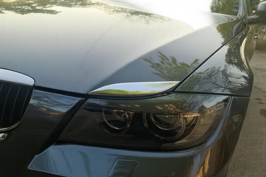 BMW 3 Series E90/E91 2005-2011 Chrome Hood Eyelids (Headlight Brows) Image