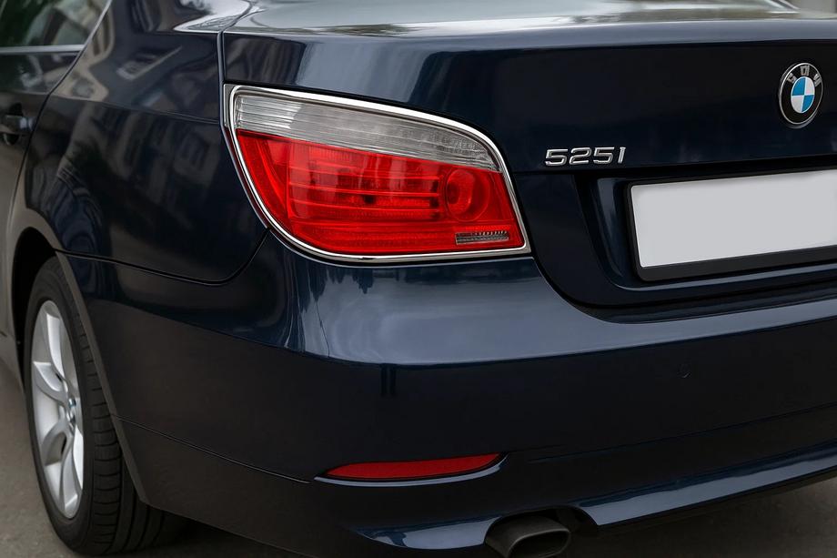 BMW 5 Series E60/E61 2003-2010 Chrome Tail Light Covers (2 pcs, plastic) Image