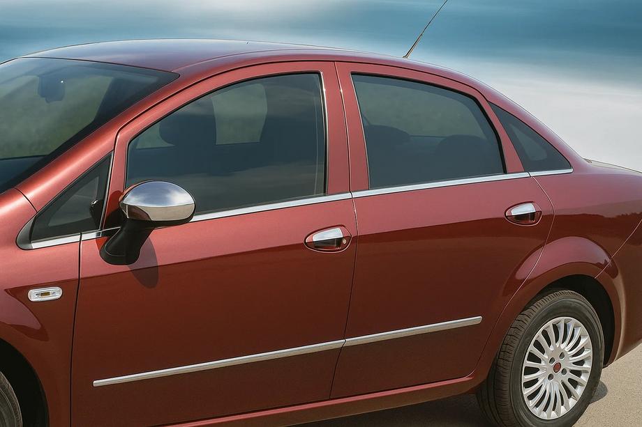 Fiat Linea 2006-2018 Exterior window trim stainless steel (8 pcs) Carmos - Turkish Stainless Steel Image