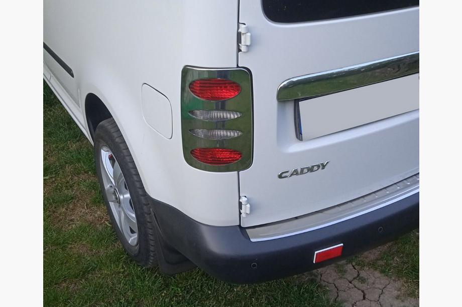 Volkswagen Caddy 2004-2010 Chrome Tail Light Covers V2 (2 pcs, Stainless Steel) Carmos - Turkish Stainless Steel Image