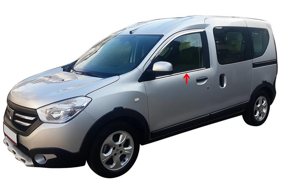 Renault Dokker 2013-2022 Window Trim (2 pcs, Stainless Steel) Carmos - Turkish Stainless Steel Image