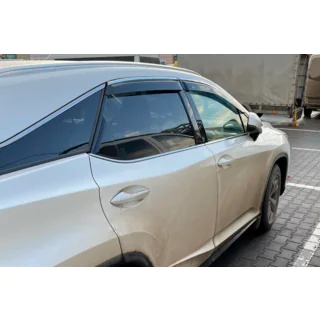 Window deflectors with chrome trim LONG (4 pcs, HIC) photo 2