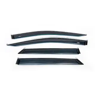 Window deflectors with chrome trim LONG (4 pcs, HIC) photo 4