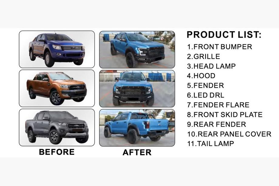 Ford Ranger 2011–2022 Body Kit Set (F150 Raptor Design 2015-2020) Photo 2