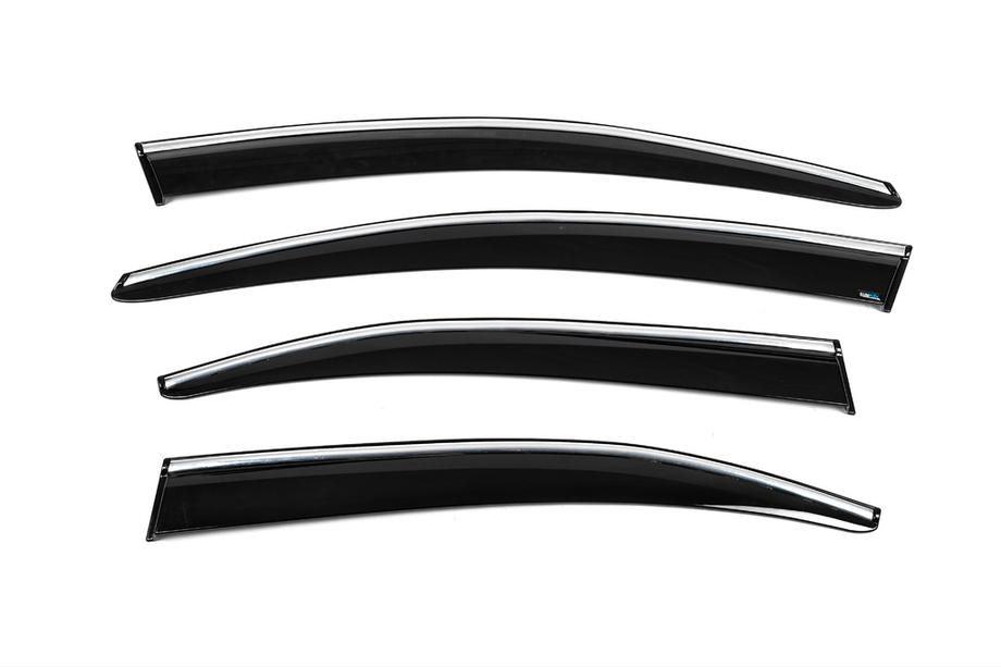 Citroen C-Elysee 2013-2022 Window Deflectors with Chrome Trim (4 pcs, Sunplex Chrome) Photo 10
