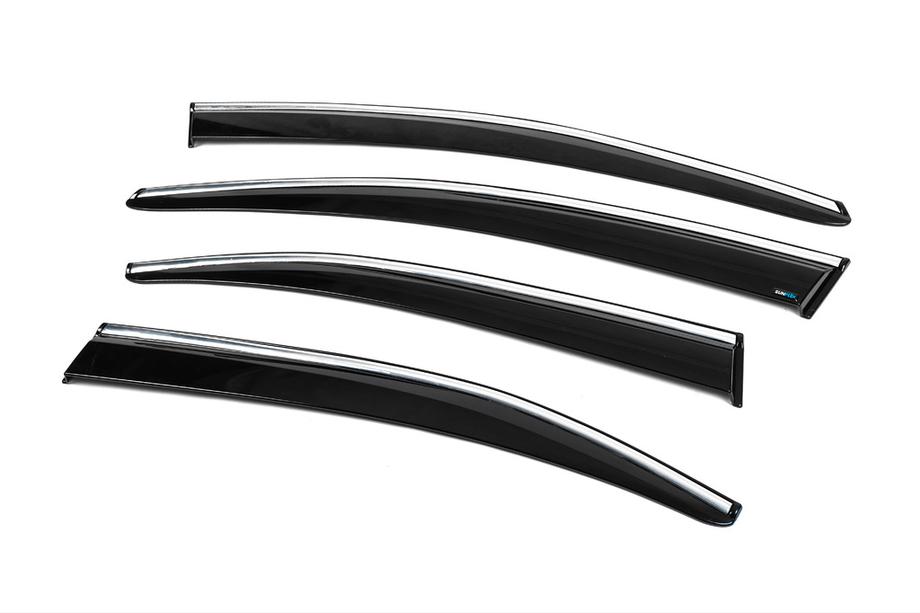 Citroen C-Elysee 2013-2022 Window Deflectors with Chrome Trim (4 pcs, Sunplex Chrome) Photo 9