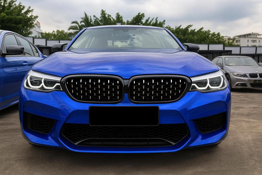 BMW 5 Series G30/G31 2017–2023 Diamond Silver V2 Grille Inserts (2017-2020, Black Trim) Photo 1