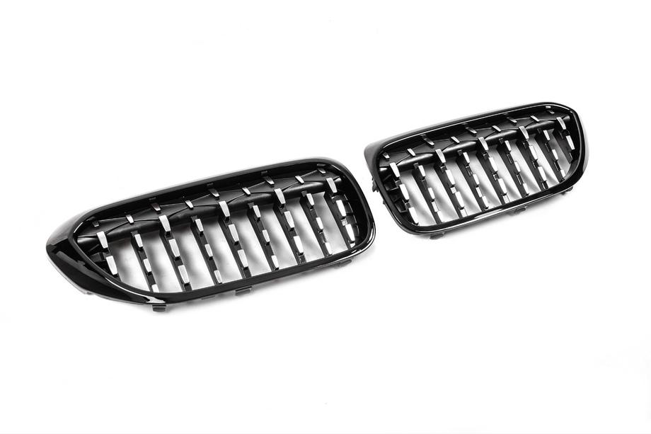BMW 5 Series G30/G31 2017–2023 Diamond Silver V2 Grille Inserts (2017-2020, Black Trim) Photo 4